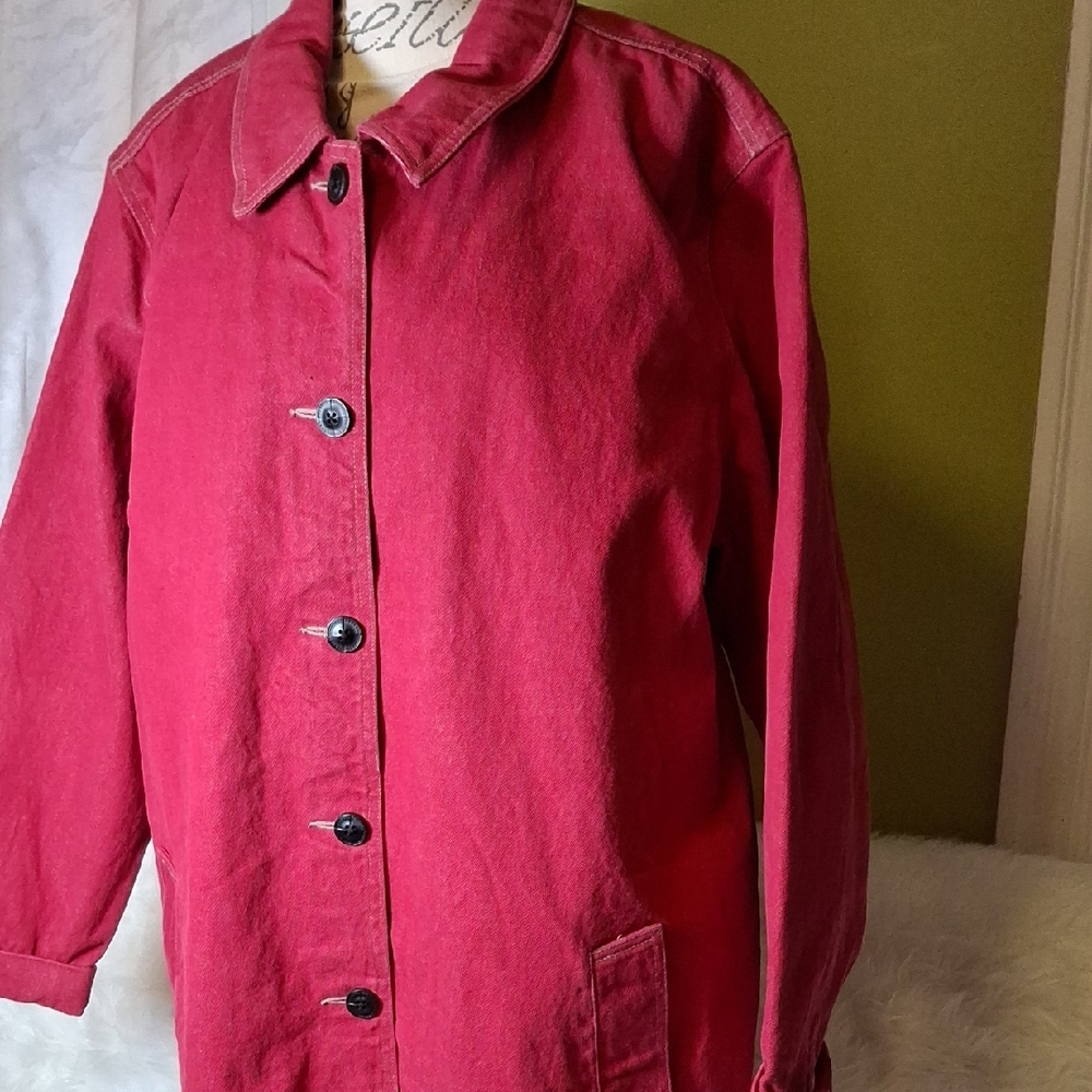 Denim&Co Women's Deep Red Jean Jacket